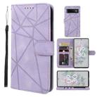 For Google Pixel 6a Skin Feel Geometric Lines Leather Phone Case(Purple) - 1