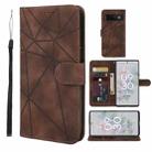 For Google Pixel 6a Skin Feel Geometric Lines Leather Phone Case(Brown) - 1