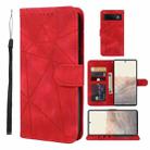 For Google Pixel 6 Skin Feel Geometric Lines Leather Phone Case(Red) - 1