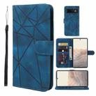 For Google Pixel 6 Skin Feel Geometric Lines Leather Phone Case(Blue) - 1