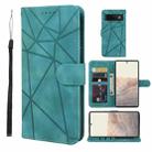 For Google Pixel 6 Skin Feel Geometric Lines Leather Phone Case(Green) - 1