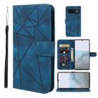 For Google Pixel 6 Pro Skin Feel Geometric Lines Leather Phone Case(Blue) - 1