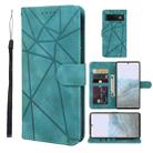 For Google Pixel 6 Pro Skin Feel Geometric Lines Leather Phone Case(Green) - 1