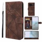 For Google Pixel 6 Pro Skin Feel Geometric Lines Leather Phone Case(Brown) - 1