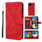 For Google Pixel 5a Skin Feel Geometric Lines Leather Phone Case(Red) - 1