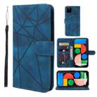 For Google Pixel 5a Skin Feel Geometric Lines Leather Phone Case(Blue) - 1