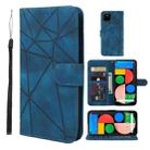 For Google Pixel 5 Skin Feel Geometric Lines Leather Phone Case(Blue) - 1