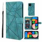 For Google Pixel 5 Skin Feel Geometric Lines Leather Phone Case(Green) - 1