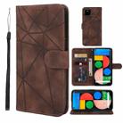 For Google Pixel 4a 5G Skin Feel Geometric Lines Leather Phone Case(Brown) - 1