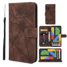 For Google Pixel 4 Skin Feel Geometric Lines Leather Phone Case(Brown) - 1