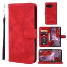 For Google Pixel 9a Skin Feel Geometric Lines Leather Phone Case(Red) - 1