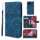 For Google Pixel 9a Skin Feel Geometric Lines Leather Phone Case(Blue) - 1