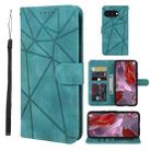 For Google Pixel 9a Skin Feel Geometric Lines Leather Phone Case(Green) - 1