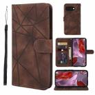 For Google Pixel 9a Skin Feel Geometric Lines Leather Phone Case(Brown) - 1