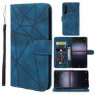 For Sony Xperia 1 II Skin Feel Geometric Lines Leather Phone Case(Blue) - 1