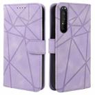 For Sony Xperia 1 II Skin Feel Geometric Lines Leather Phone Case(Purple) - 2