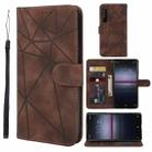 For Sony Xperia 1 II Skin Feel Geometric Lines Leather Phone Case(Brown) - 1