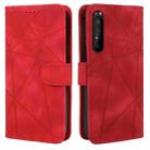 For Sony Xperia 1 IV Skin Feel Geometric Lines Leather Phone Case(Red) - 2