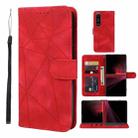 For Sony Xperia 1 III Skin Feel Geometric Lines Leather Phone Case(Red) - 1