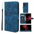 For Sony Xperia 1 III Skin Feel Geometric Lines Leather Phone Case(Blue) - 1