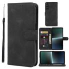 For Sony Xperia 1 V 2023 Skin Feel Geometric Lines Leather Phone Case(Black) - 1