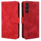 For Sony Xperia 1 V 2023 Skin Feel Geometric Lines Leather Phone Case(Red) - 2