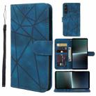 For Sony Xperia 1 V 2023 Skin Feel Geometric Lines Leather Phone Case(Blue) - 1