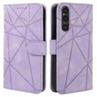 For Sony Xperia 1 V 2023 Skin Feel Geometric Lines Leather Phone Case(Purple) - 2