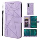 For Sony Xperia 5 III Skin Feel Geometric Lines Leather Phone Case(Purple) - 1