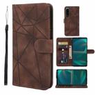 For Sony Xperia 5 III Skin Feel Geometric Lines Leather Phone Case(Brown) - 1