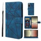 For Sony Xperia 5 IV Skin Feel Geometric Lines Leather Phone Case(Blue) - 1