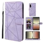 For Sony Xperia 5 IV Skin Feel Geometric Lines Leather Phone Case(Purple) - 1