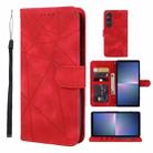 For Sony Xperia 5 V Skin Feel Geometric Lines Leather Phone Case(Red) - 1