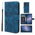 For Sony Xperia 5 V Skin Feel Geometric Lines Leather Phone Case(Blue) - 1