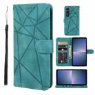 For Sony Xperia 5 V Skin Feel Geometric Lines Leather Phone Case(Green) - 1