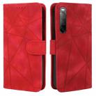 For Sony Xperia 10 II Skin Feel Geometric Lines Leather Phone Case(Red) - 2