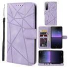 For Sony Xperia 10 II Skin Feel Geometric Lines Leather Phone Case(Purple) - 1