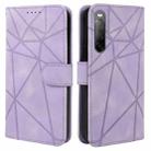 For Sony Xperia 10 II Skin Feel Geometric Lines Leather Phone Case(Purple) - 2