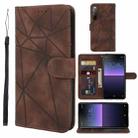 For Sony Xperia 10 II Skin Feel Geometric Lines Leather Phone Case(Brown) - 1