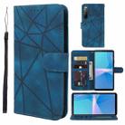 For Sony Xperia 10 III Skin Feel Geometric Lines Leather Phone Case(Blue) - 1