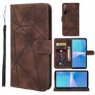 For Sony Xperia 10 III Skin Feel Geometric Lines Leather Phone Case(Brown) - 1