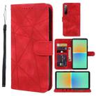 For Sony Xperia 10 IV Skin Feel Geometric Lines Leather Phone Case(Red) - 1