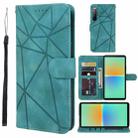 For Sony Xperia 10 IV Skin Feel Geometric Lines Leather Phone Case(Green) - 1