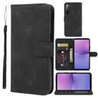 For Sony Xperia 10 V Skin Feel Geometric Lines Leather Phone Case(Black) - 1