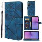 For Sony Xperia 10 V Skin Feel Geometric Lines Leather Phone Case(Blue) - 1