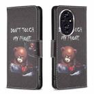 For Honor 200 Colored Drawing Pattern Leather Phone Case(Bear) - 1