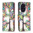 For Honor 200 Colored Drawing Pattern Leather Phone Case(Tree Life) - 1