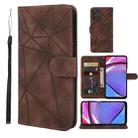 For Motorola Moto G Power 2023 Skin Feel Geometric Lines Leather Phone Case(Brown) - 1