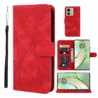 For Motorola Edge 40 Skin Feel Geometric Lines Leather Phone Case(Red) - 1