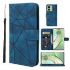 For Motorola Edge 40 Skin Feel Geometric Lines Leather Phone Case(Blue) - 1